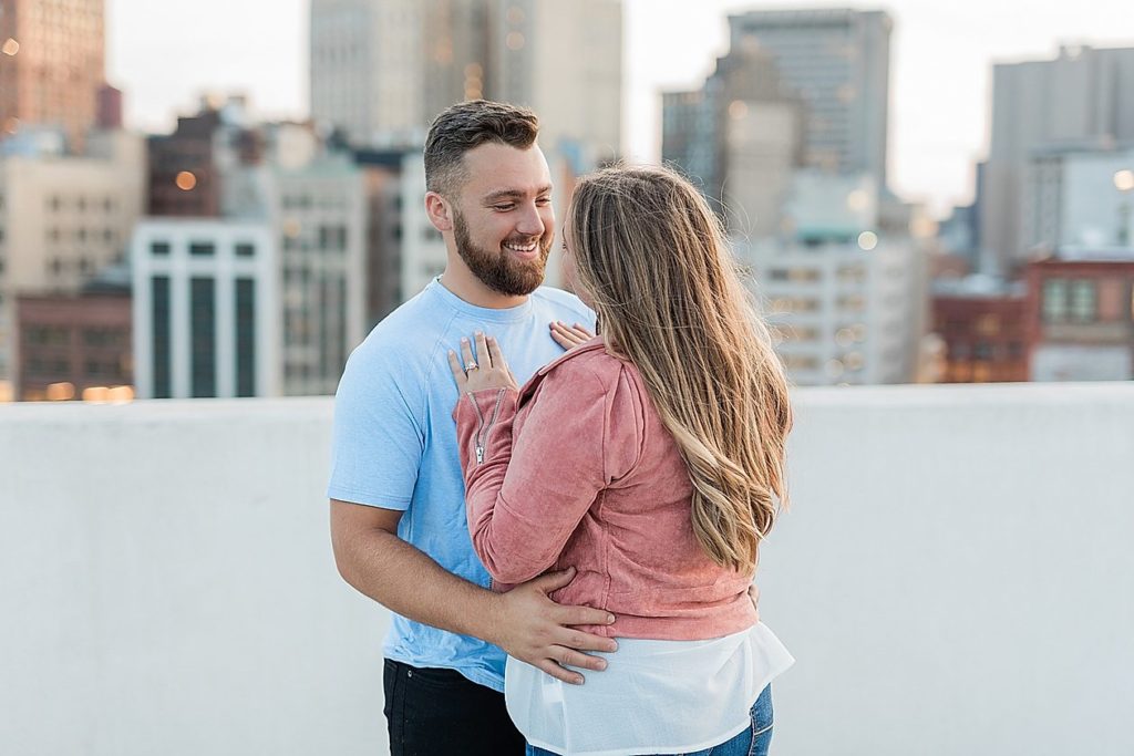 The Z Lot | Paige and Kyle Downtown Detroit Engagement by photographer Morgan Diane